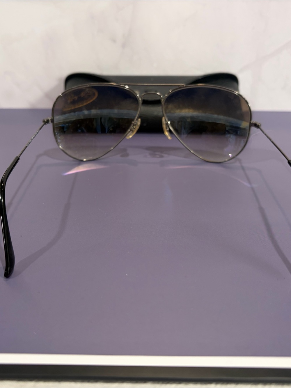 Ray-Ban Aviator Sunglasses - Gunmetal Frame with Brown Gradient Lenses - Picture 5 of 5